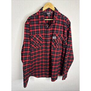 Victory Motorcycles Plaid Flannel Shirt XL Red Black Long Sleeve Buffalo